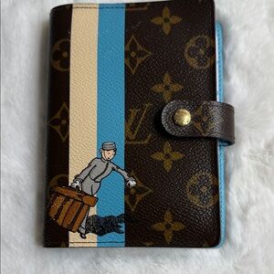 Elegant Brown and Blue Monogram Card Holder